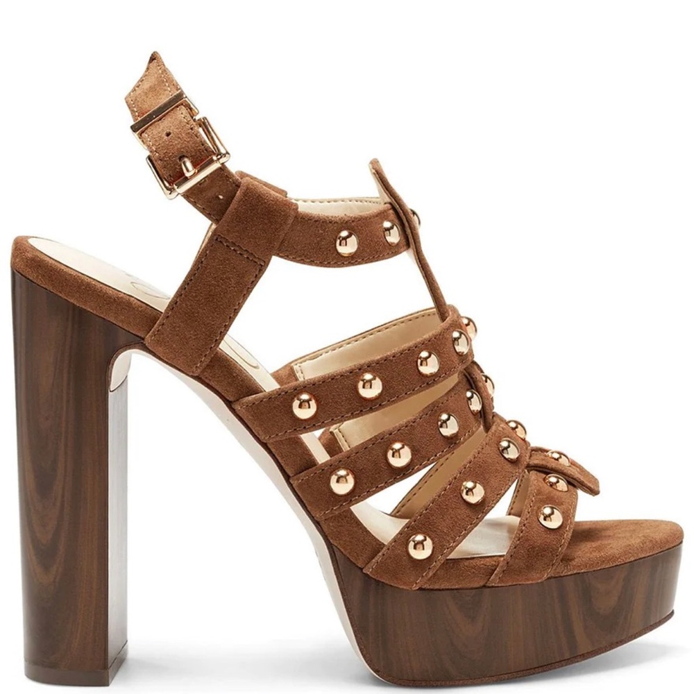 NEW in box! Jessica Simpson. Rienne Suede Studded Caged Platform Sandal. 8M.
